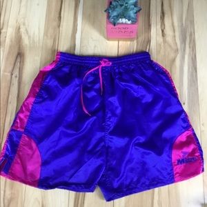 Vintage Mitre blue pink Mitre soccer shorts large